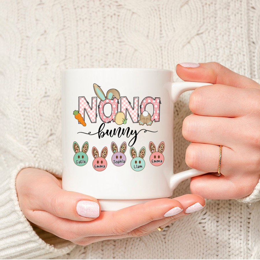 Personalized Nana Bunny And Grandkids Cute Easter Mug