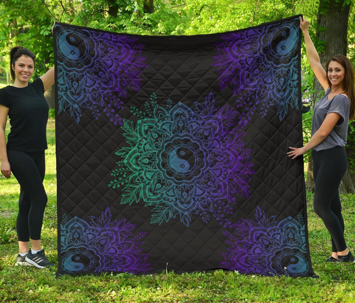 Mandala Yin And Yang Quilt Blanket For Yoga Lover