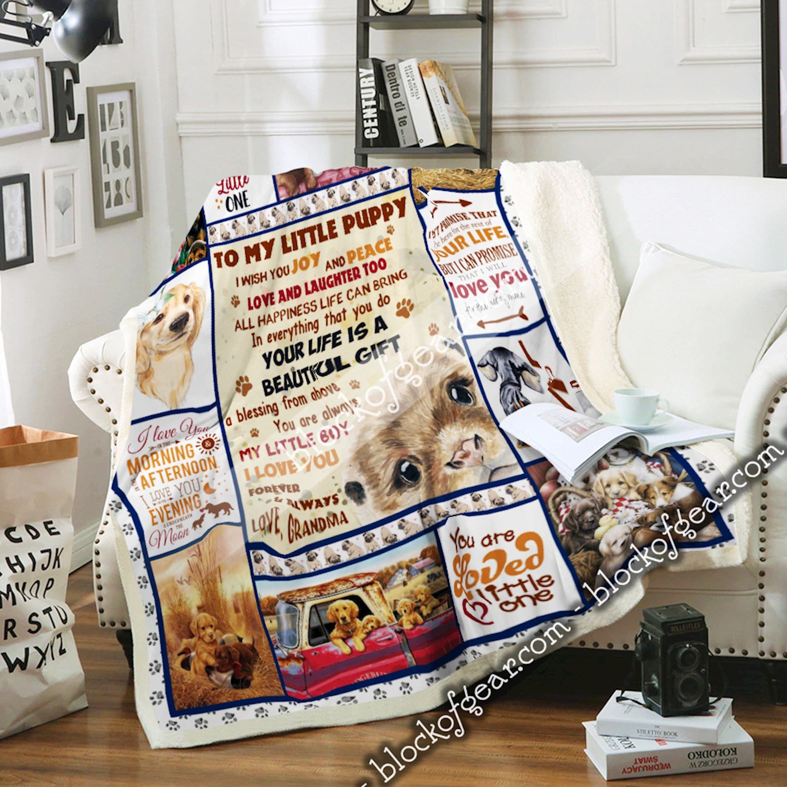 To My Little Puppy, Grandma Sofa Sherpa Blanket SLB34