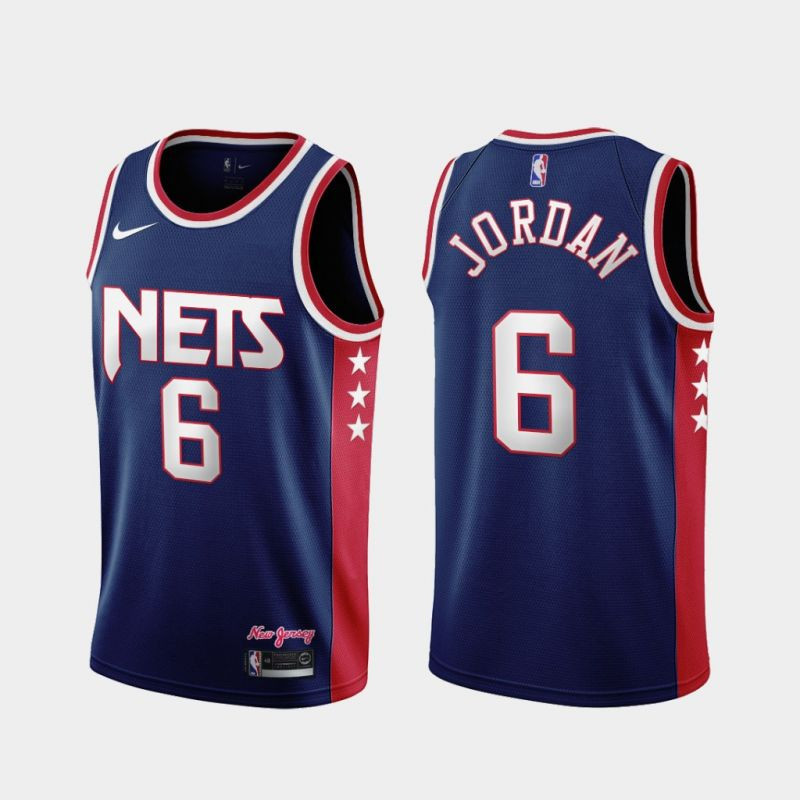 Brooklyn Nets Deandre Jordan 6 NBA 2021-22 City Brandedition Blue Jersey Gift For Nets Fans