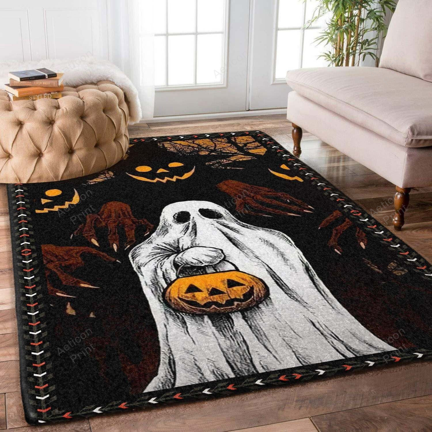 Halloween The Witch Pumpkin Ghost Straw Skull Skeleton Spider Vampire Zoombie Area Rug Carpet Vintage Home Decor Gift Idea Carpet