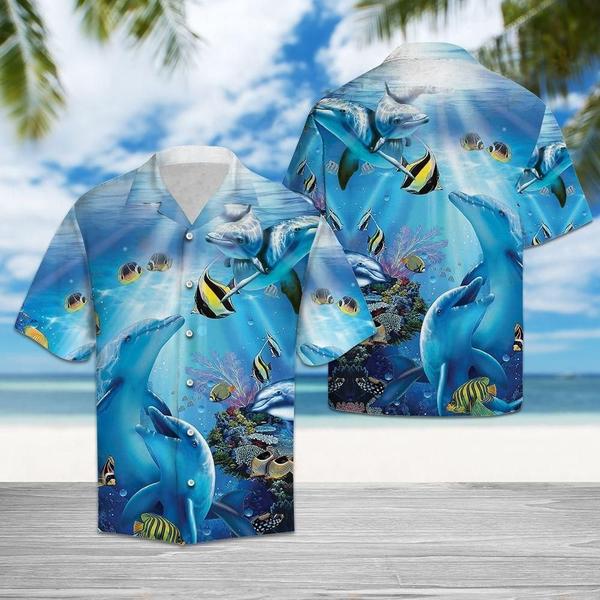 Dolphin Hawaiian Shirt Hawaiian Shirt For Men, Hawaiian Shirt For Women, Aloha Shirt