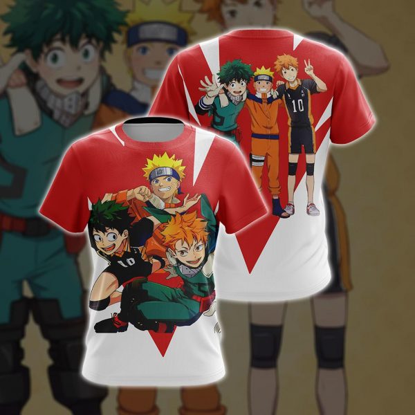 My Hero Academia X Naruto X Haikyuu Unisex 3D T-Shirt All Over Print