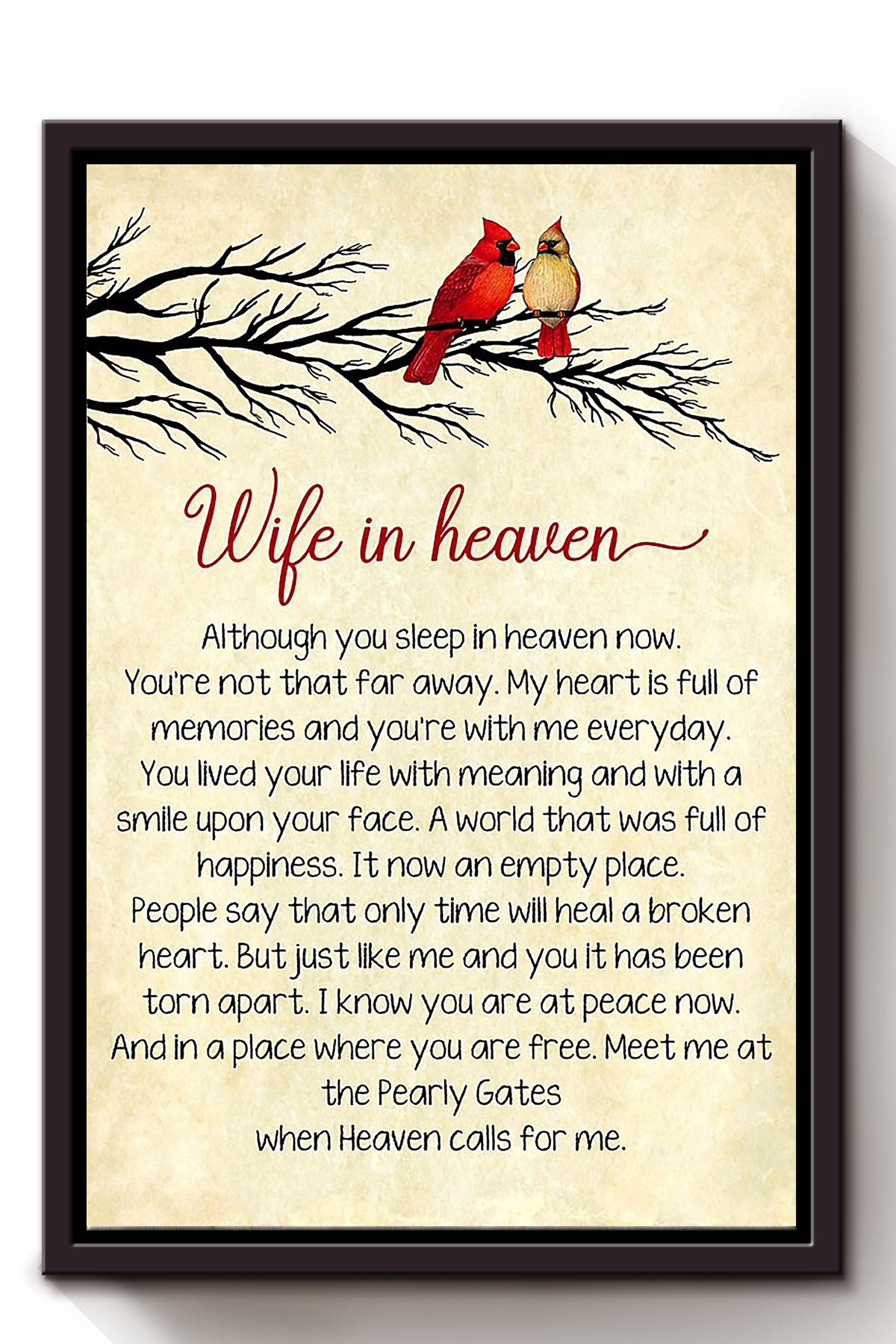 Wife In Heaven Quote Wall Art For Couple Wife Birhday Home Decor Framed Matte Canvas