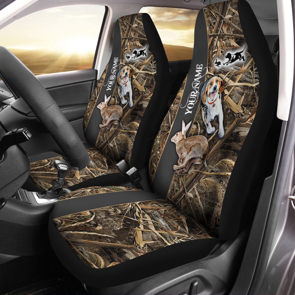 Rabbit Hunting Dogs Beagle Chasing Rabbit Custom Name 3D All Over Print Seat Covers – Car Accessories Set Of 2   Fsd1565