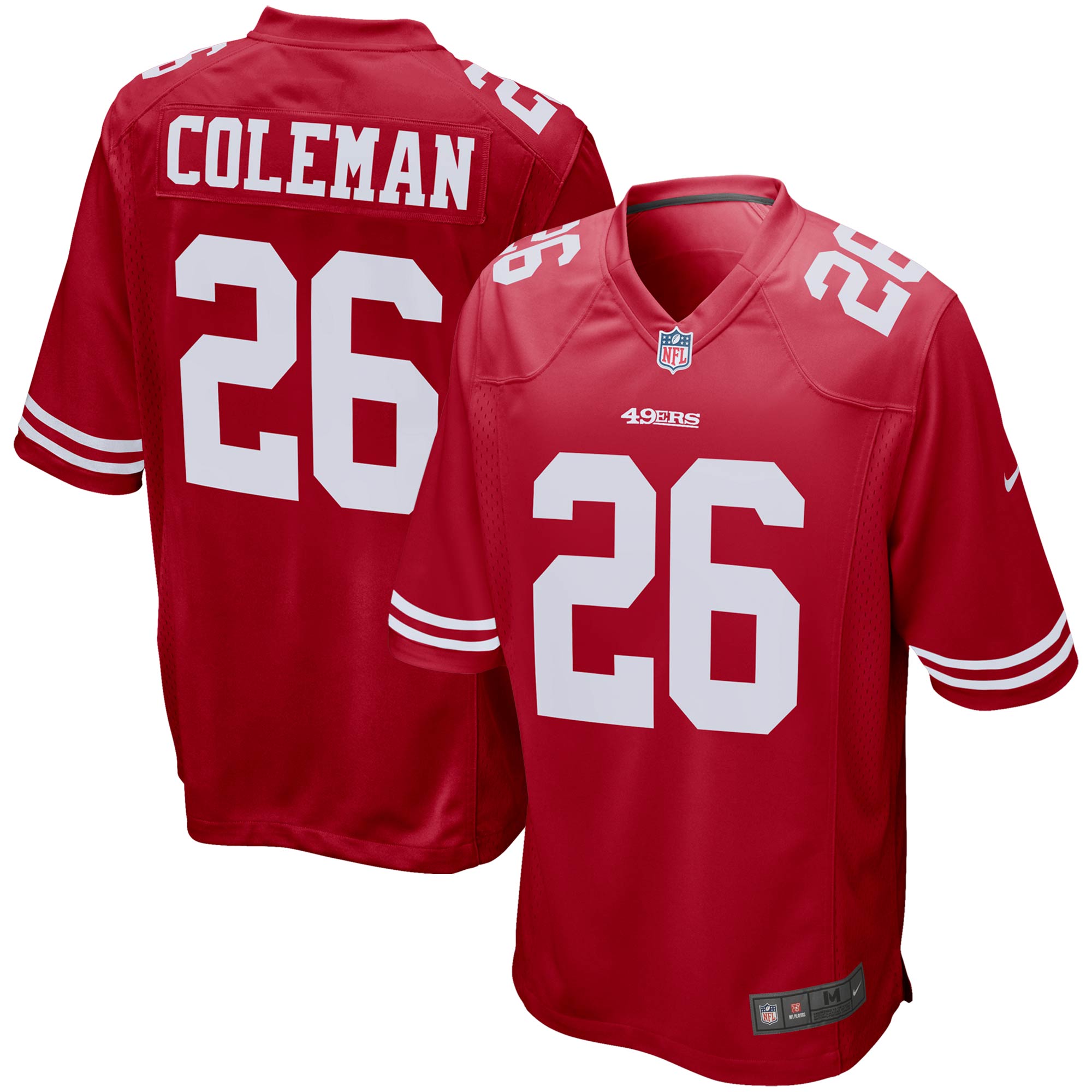 Men’s San Francisco 49ers Tevin Coleman Scarlet Game Player Jersey