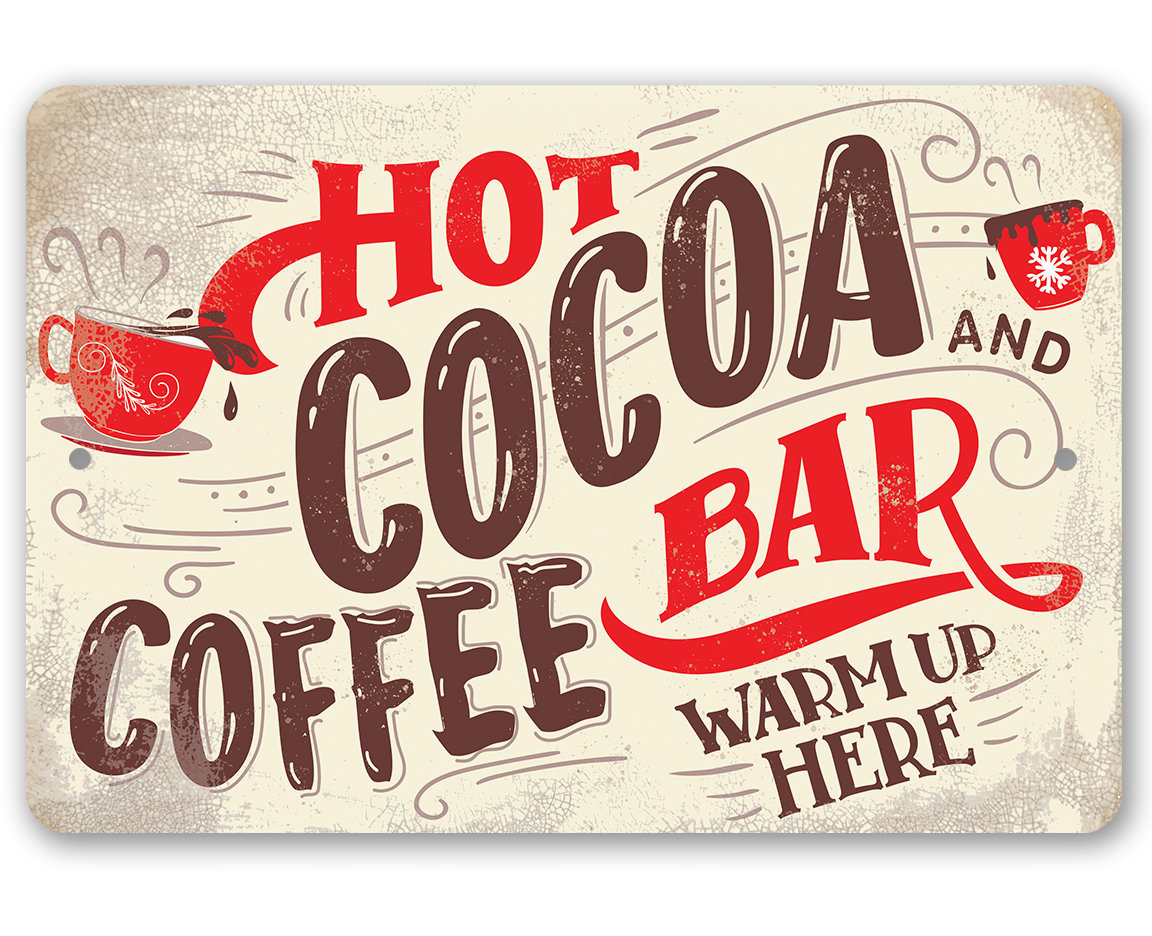 Hot Cocoa Coffee Bar – 8″ x 12″ or 12″ x 18″ Aluminum Tin Awesome Metal Poster