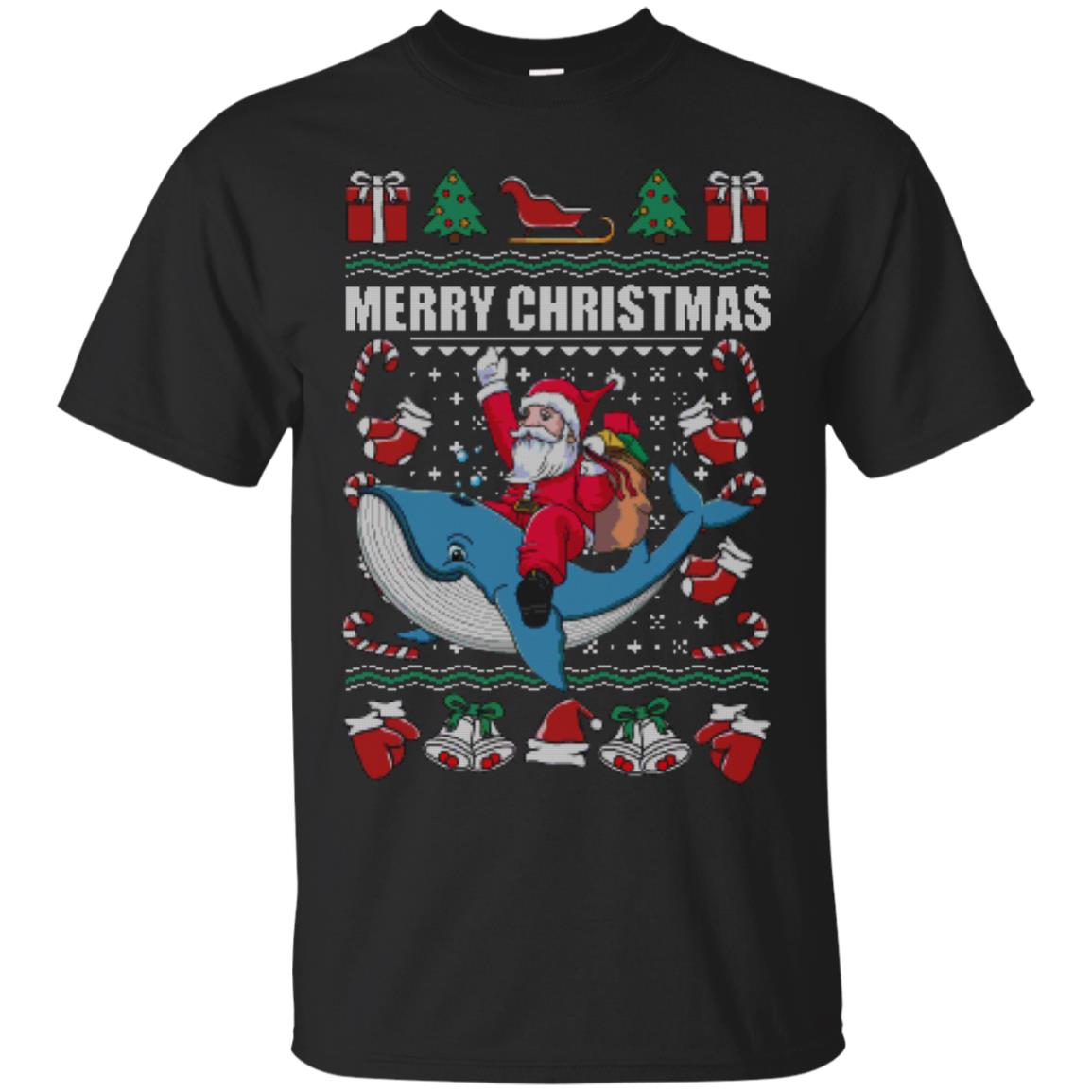 Ugly Christmas Santa Riding Whale Gift Tshirt