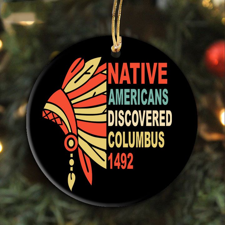 Native American Discovers Columbus 1492 Black Ornaments, Holiday Ornaments, Holiday Decoration, Chrismas Ornaments, Native Ornaments