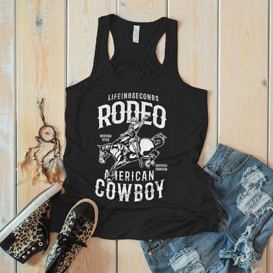 Women’s Rodeo Tank American Cowboy Shirts Western Graphic Tee Southern Tradition Horse Tshirt Top