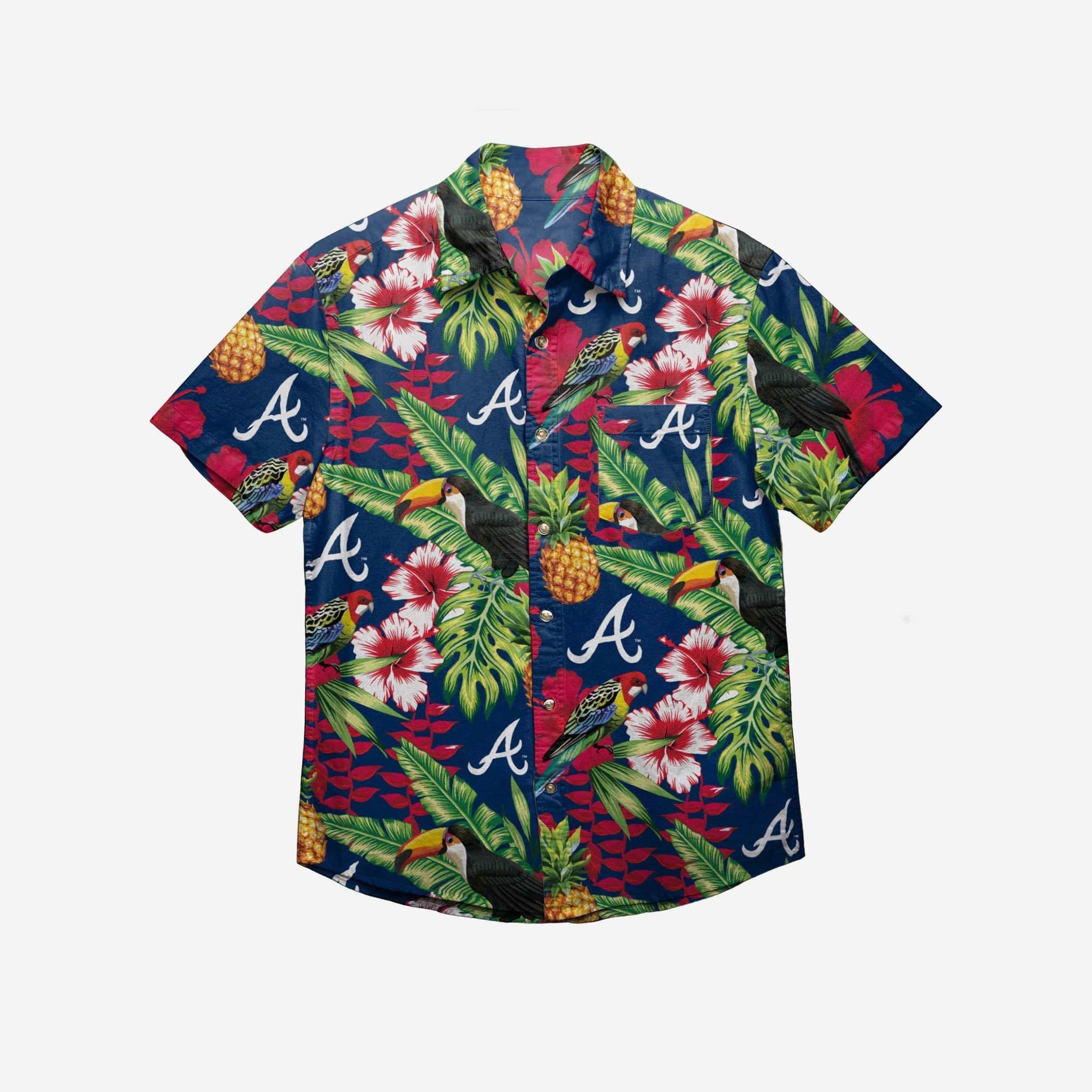 Atlanta Braves Floral Button Up Hawaii Shirt Ha24455