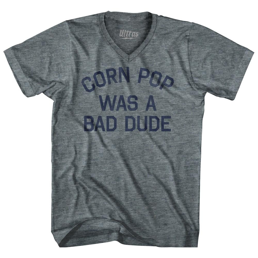 Corn Pop Was A Bad Dude Adult Tri-Blend V-Neck T-Shirt