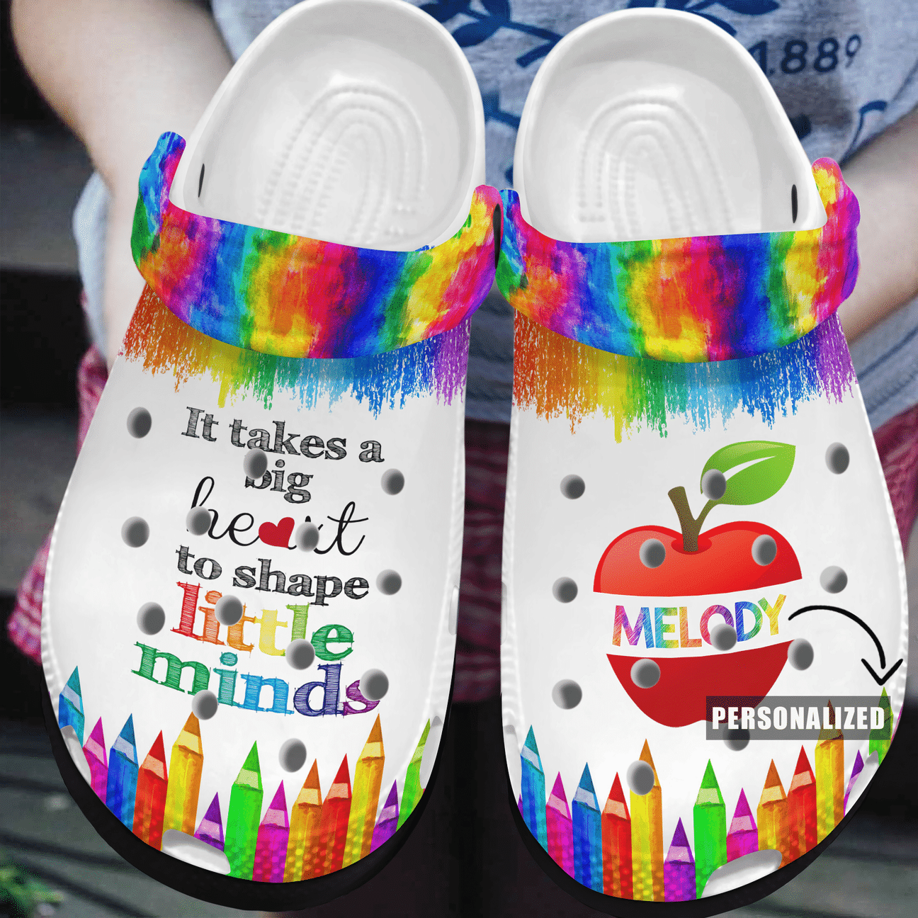 It Takes A Big Heart To Shape Little Minds Personalized Clog, Custom Name, Text, Color, Number Fashion Style For Women, Men, Kid, Print 3D