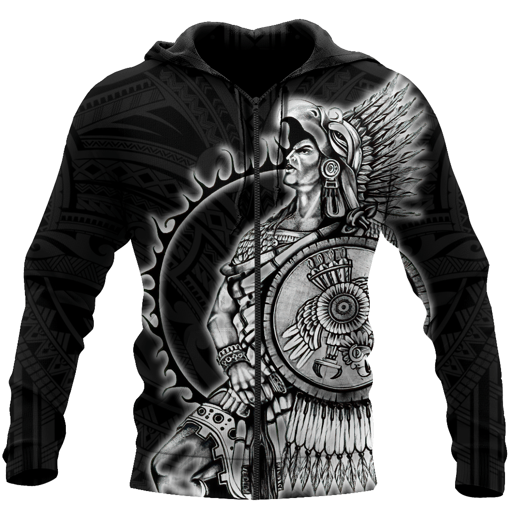 B&W Mexican Aztec Warrior Hoodie #Kv