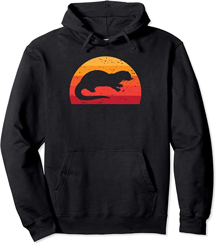 Sea Otter Sunset Retro Cute Lutra Animal Lover Funny Gift Pullover Hoodie