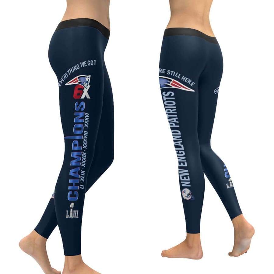 New England Patriots Super Bowl 6X Champs Leggings Navy Blue Black 3D Full Print