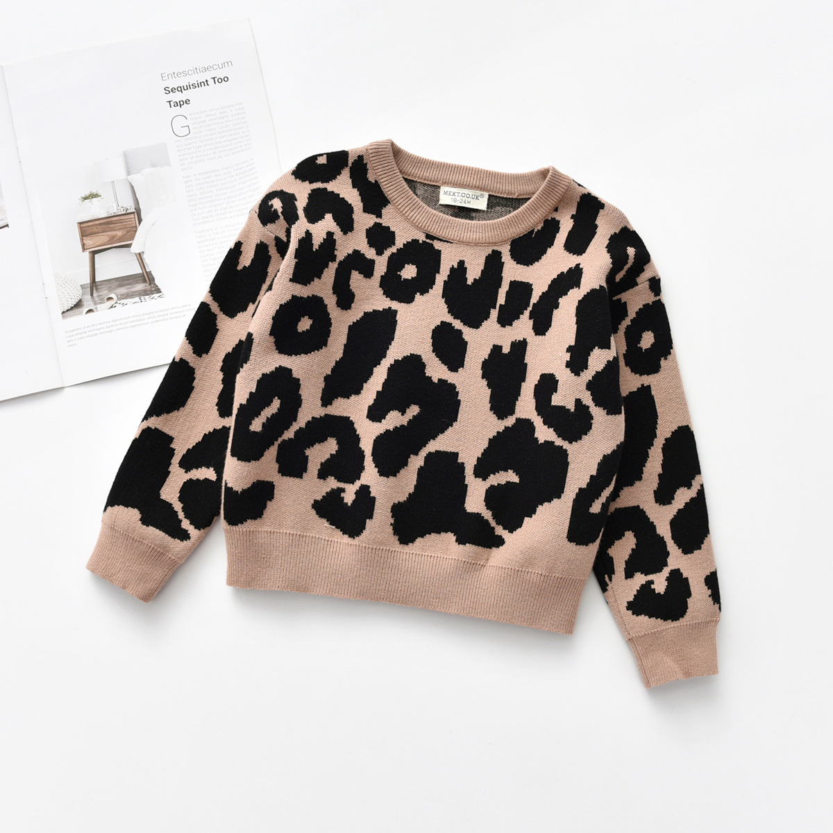 2020 Fashion Kids Baby Long Sleeve Leopard Top Sweater Casual Round Neck Knitwear Sweatshirt for Kids Baby Boys Girls alx