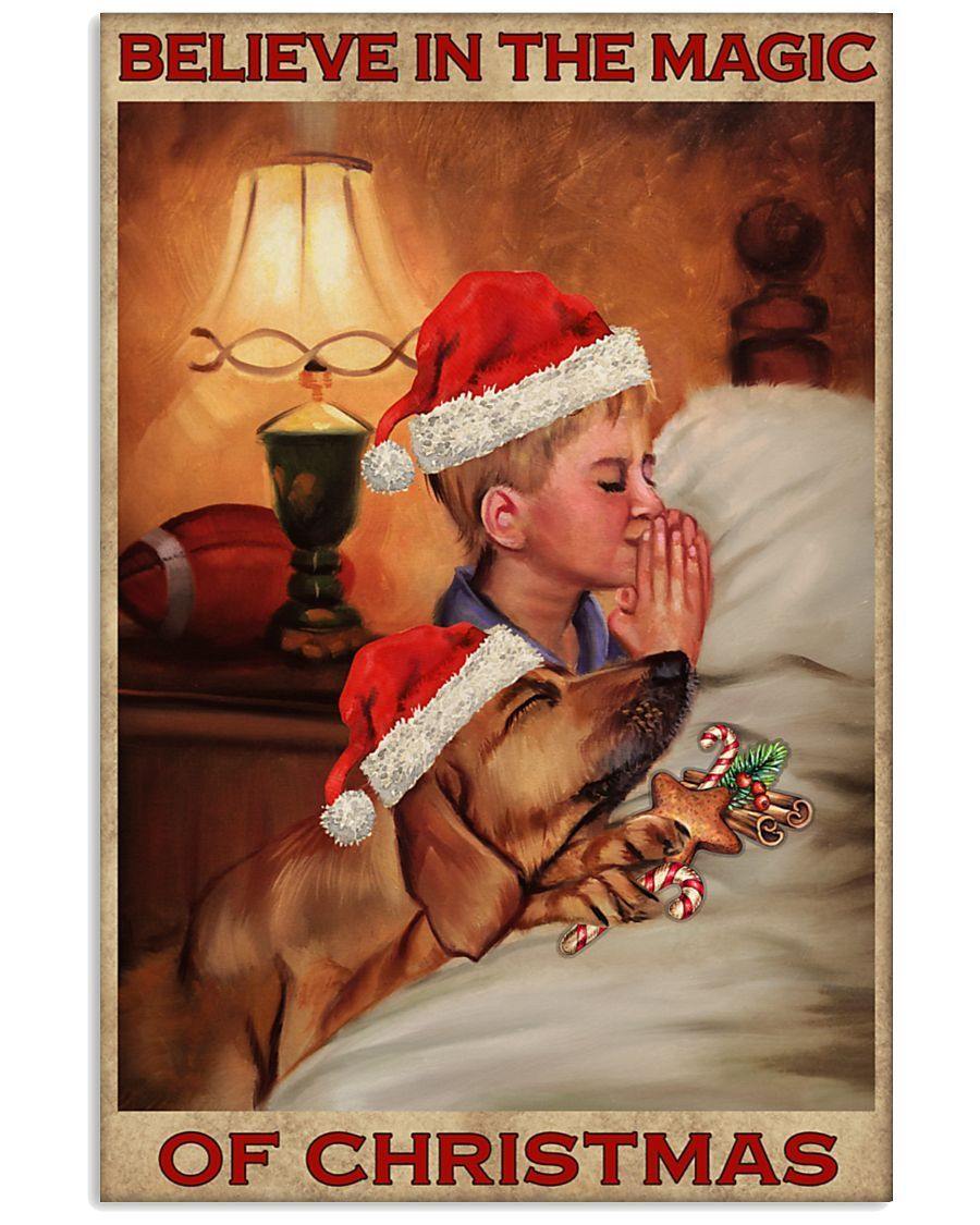 Boy And Dog Believe In The Magic Of Christmas – Best Idea Gift , Gift For Home Decor, Gift For Family – Horizontal Canvas Matte Canvas Wall Art