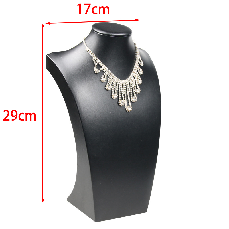 29cm Black&White PU Necklace Display Rack Stand Portrait Jewelry Display Holder Mannequin Bust Pendant Necklace Window Display alx