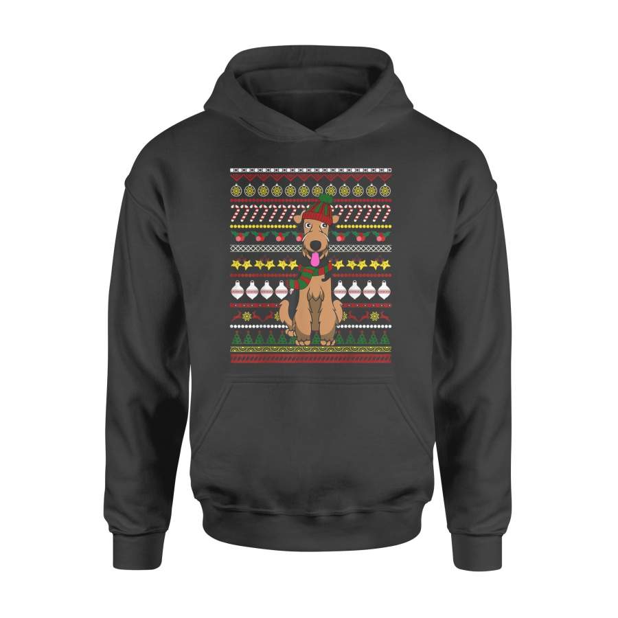 Airedale Terrier Santa Claus Ugly Sweater Dog Gift T Shirt – Standard Hoodie