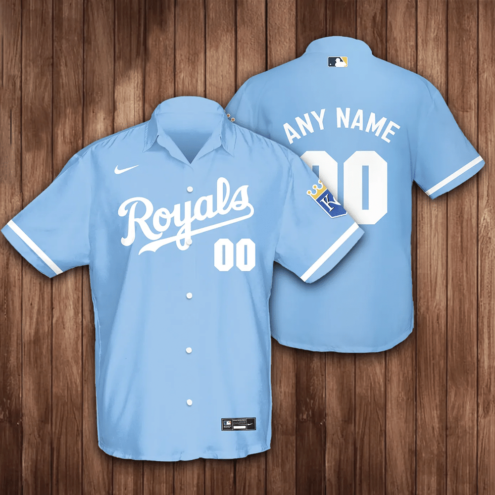 Personalized Kansas City Royals Baseball All Over Print 3D Hawaiian Shirt – Light Blue-Tph