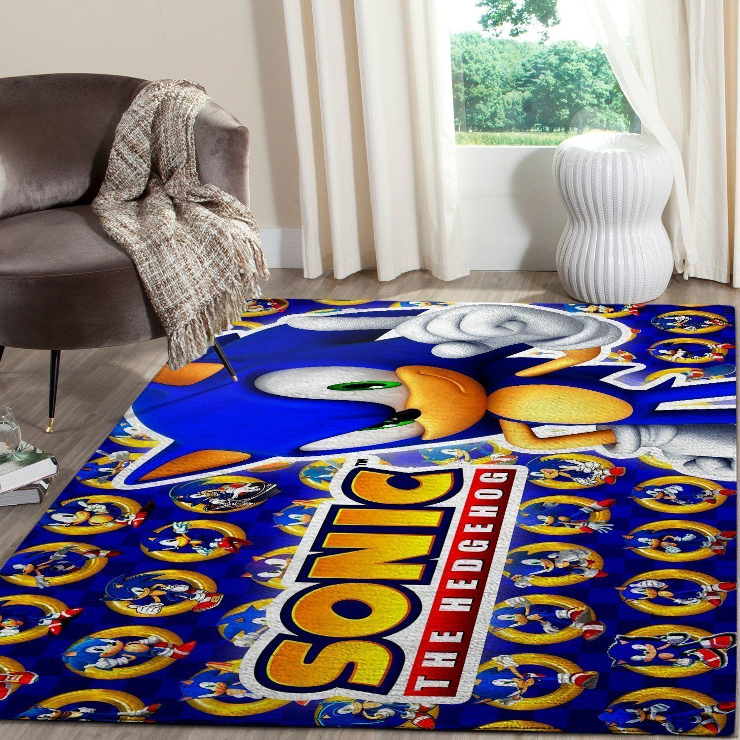 Sonic The Hedgehog Area Rug / Gaming Carpet, Gamer Living Room Rugs, Floor Decor 10115