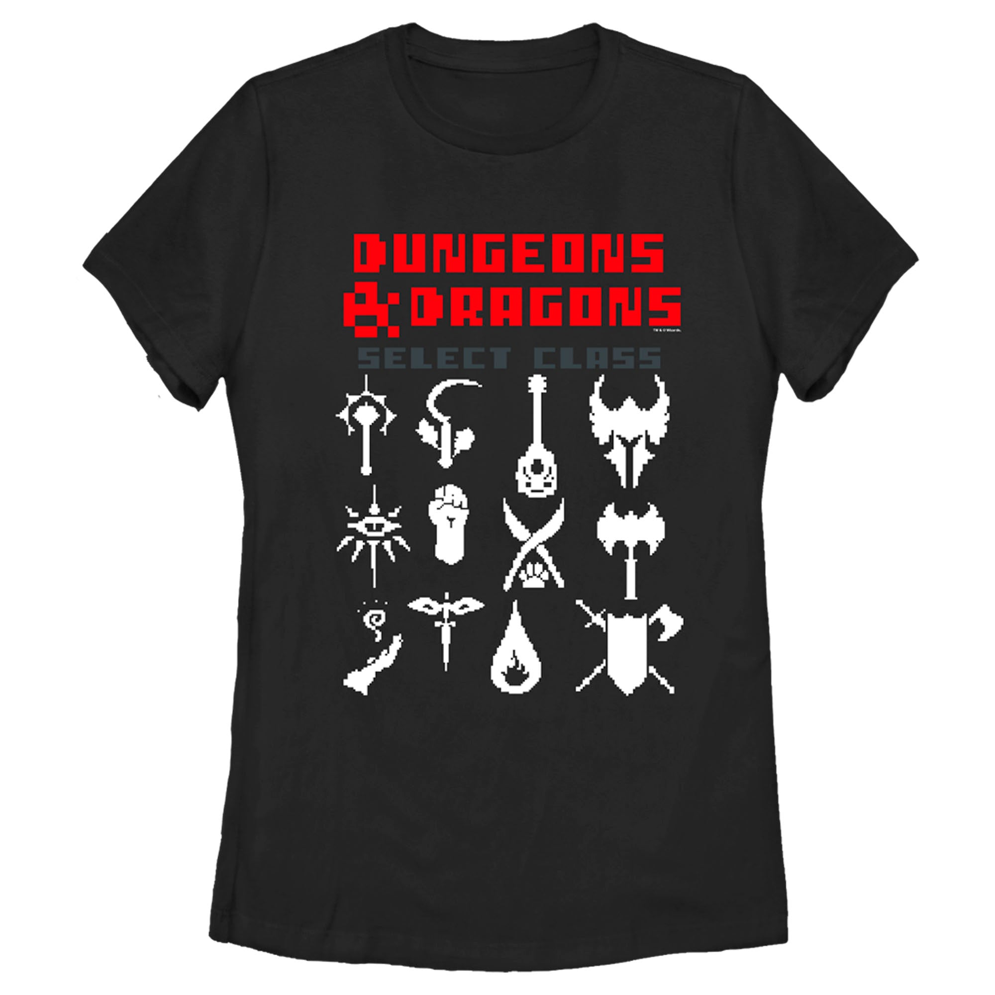 Women’S Dungeons & Dragons Select Class 8-Bit Pixel Symbols T-Shirt