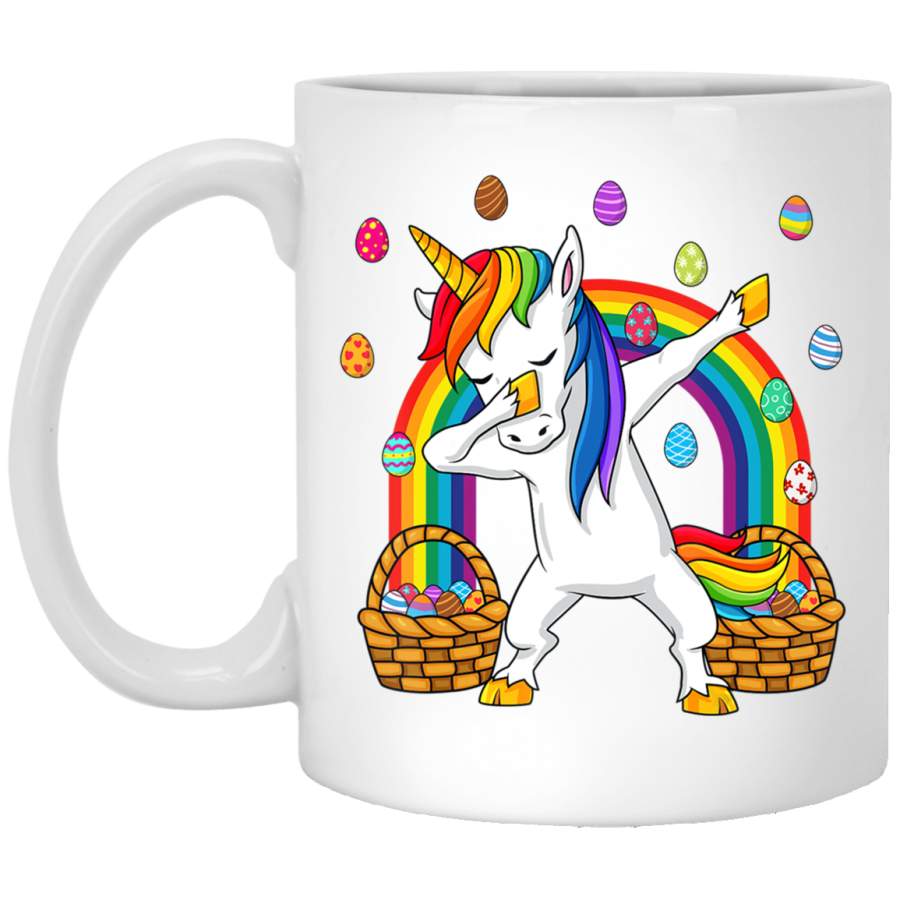 Dabbing Unicorn Easter Day Eggs Dab Girls Kids 11oz 15oz White Mug Happy Easter Day Funny Colors Eggs Bunny Ears Peeps Cute