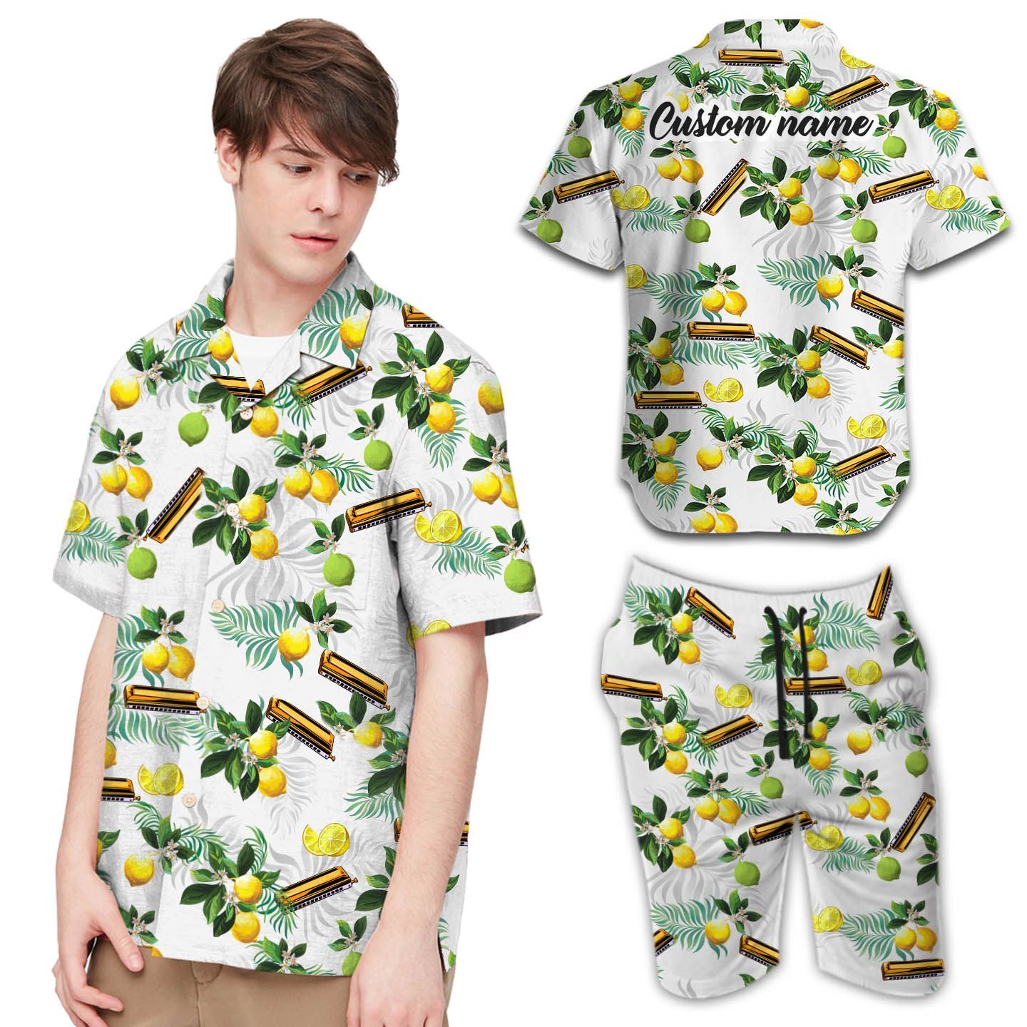 Summer Shirt Harmonica Lemon Custom Name Men Hawaii Shirts For Sports Lovers In Daily Life Ha45273