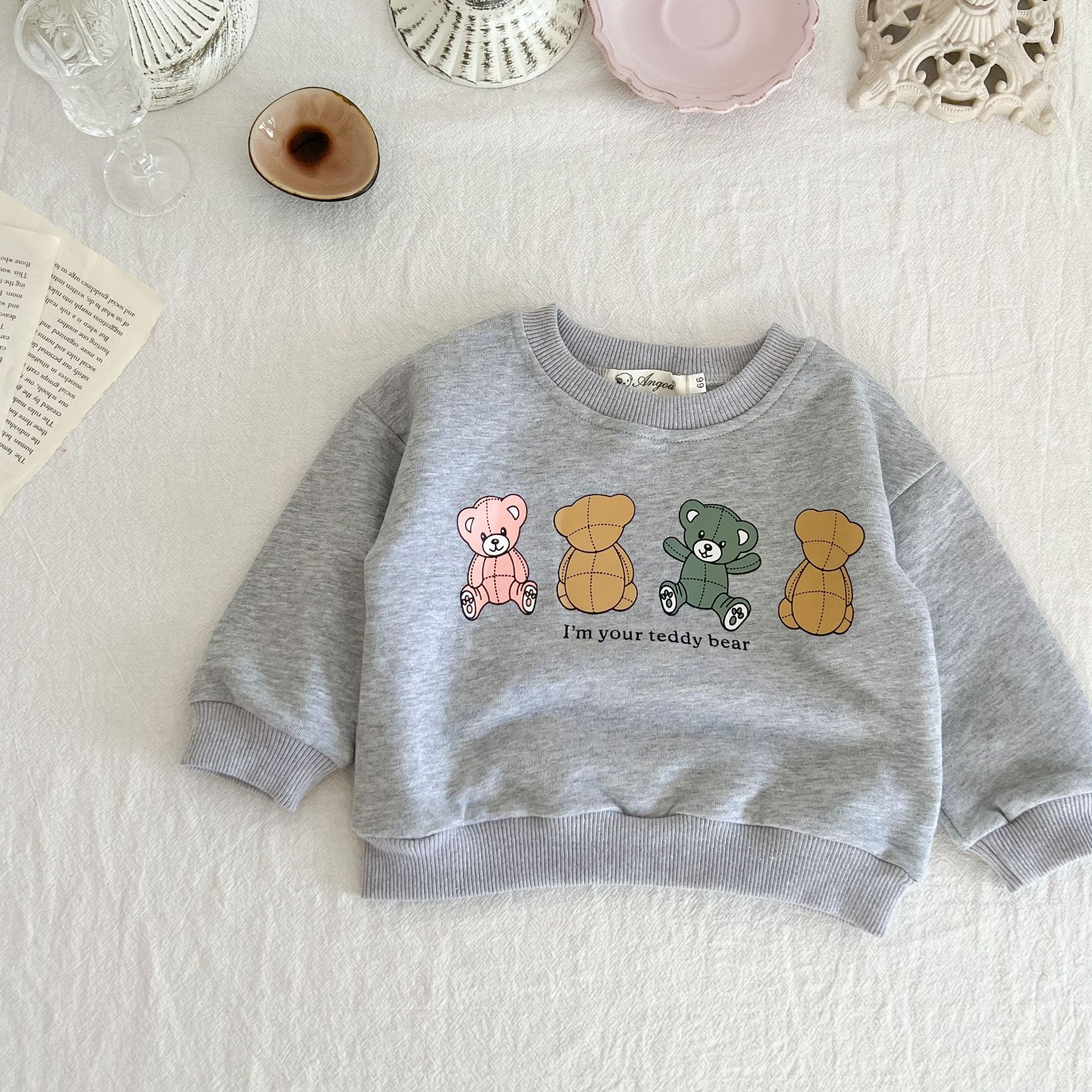 2022 Autumn New Baby Long Sleeve Sweatshirt Cotton Children Cartoon Sweatshirt Cute Bear Print Kids Casual T Shirts Boys Clothes alx