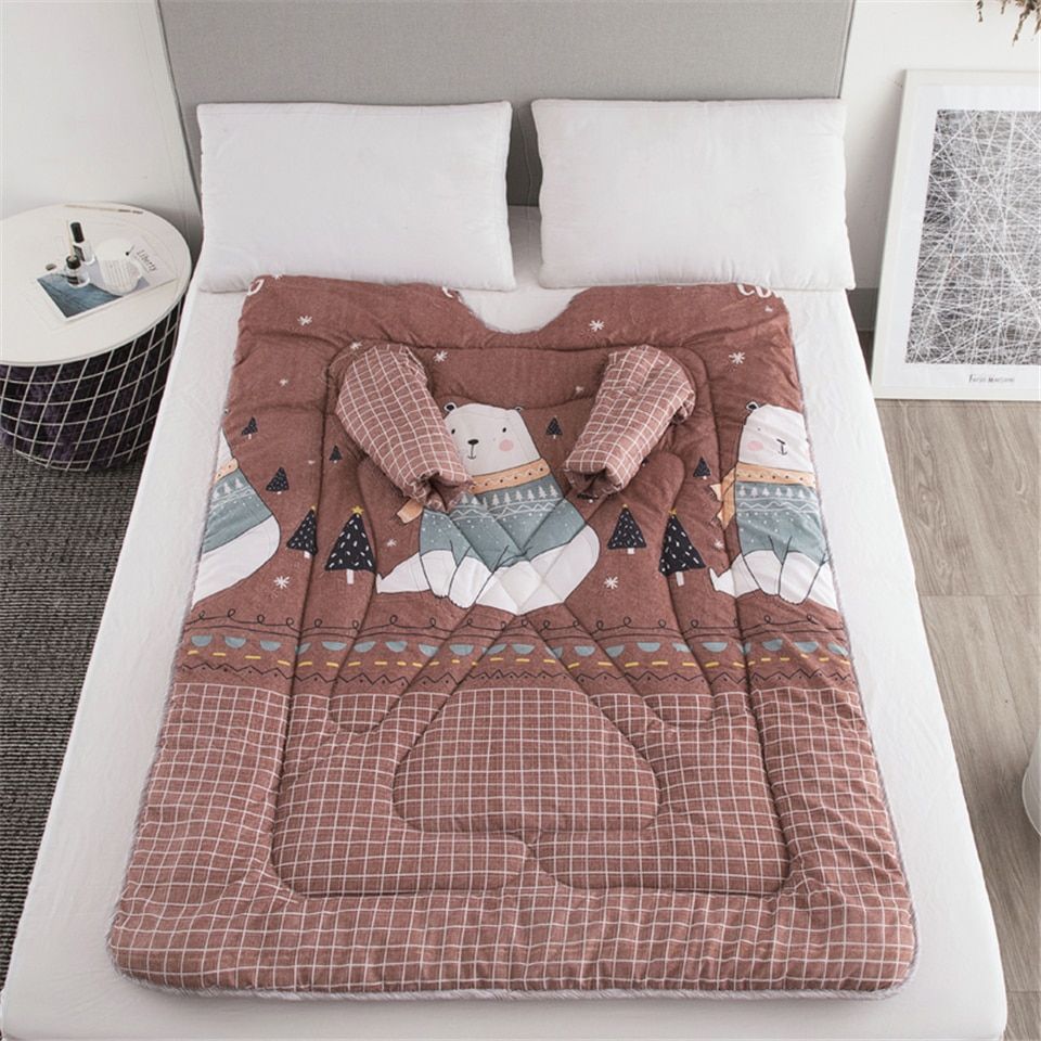 Lazy Quilt With Sleeves Blanket Family Winter Blanket Cape Nap Blanket Warm Thick Multifunction Bedding Comforter