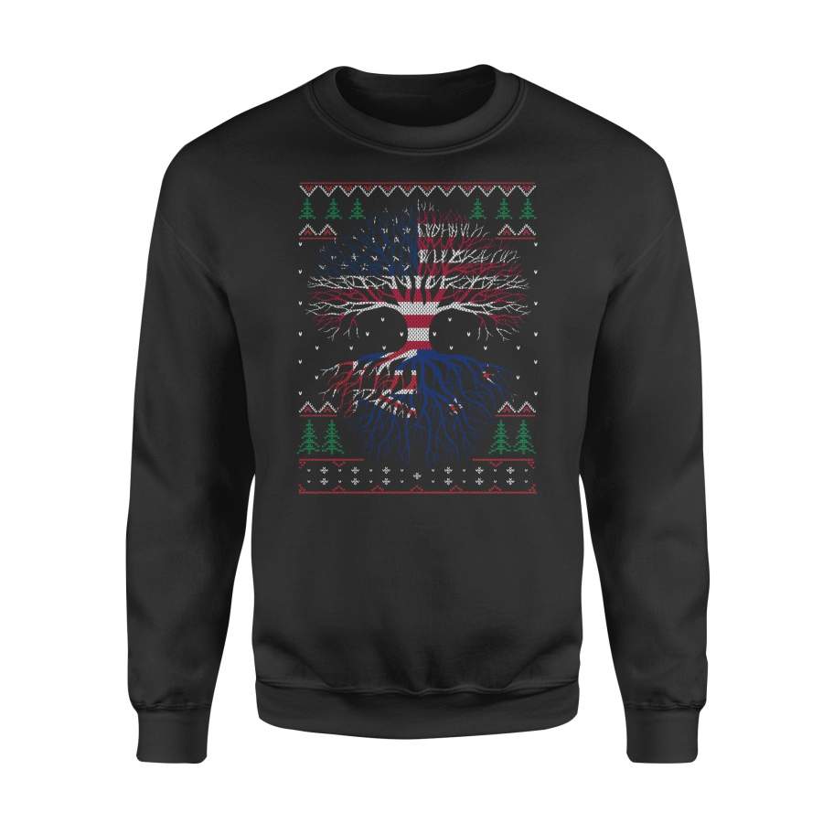 YOLOstuff New-Zealander Roots American US Grown Flag Ugly Christmas – Standard Fleece Sweatshirt