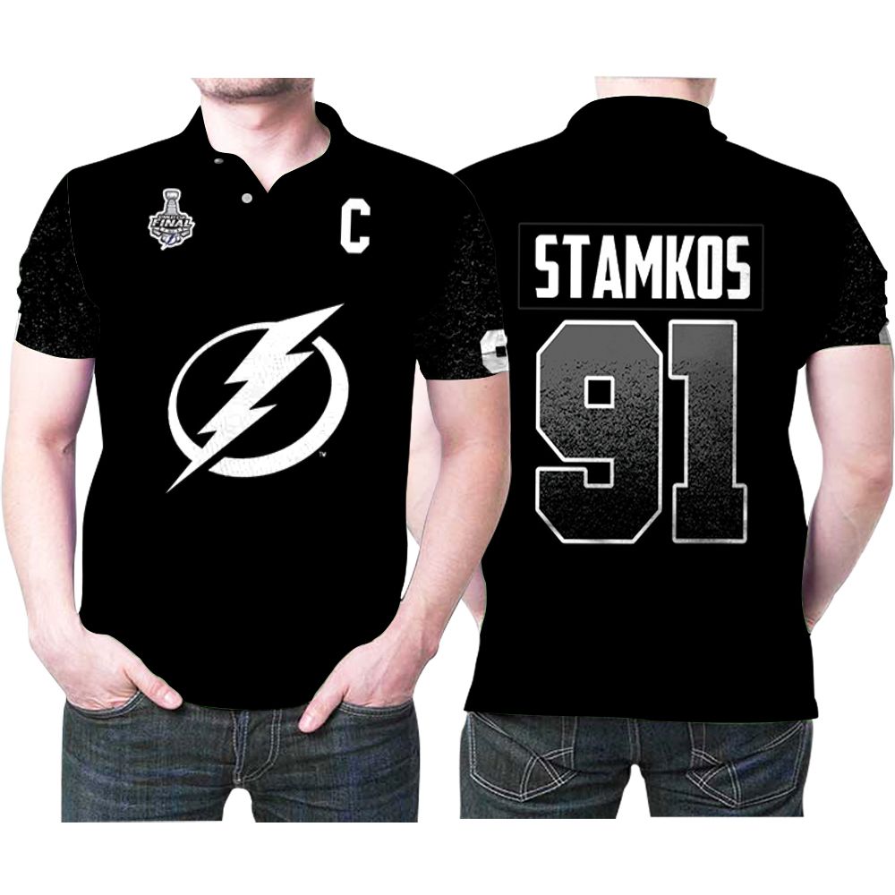 Tampa Bay Lightning Steven Stamkos 91 Great Player Ice Hockey Team 2020 Black Jersey Style Polo Shirt