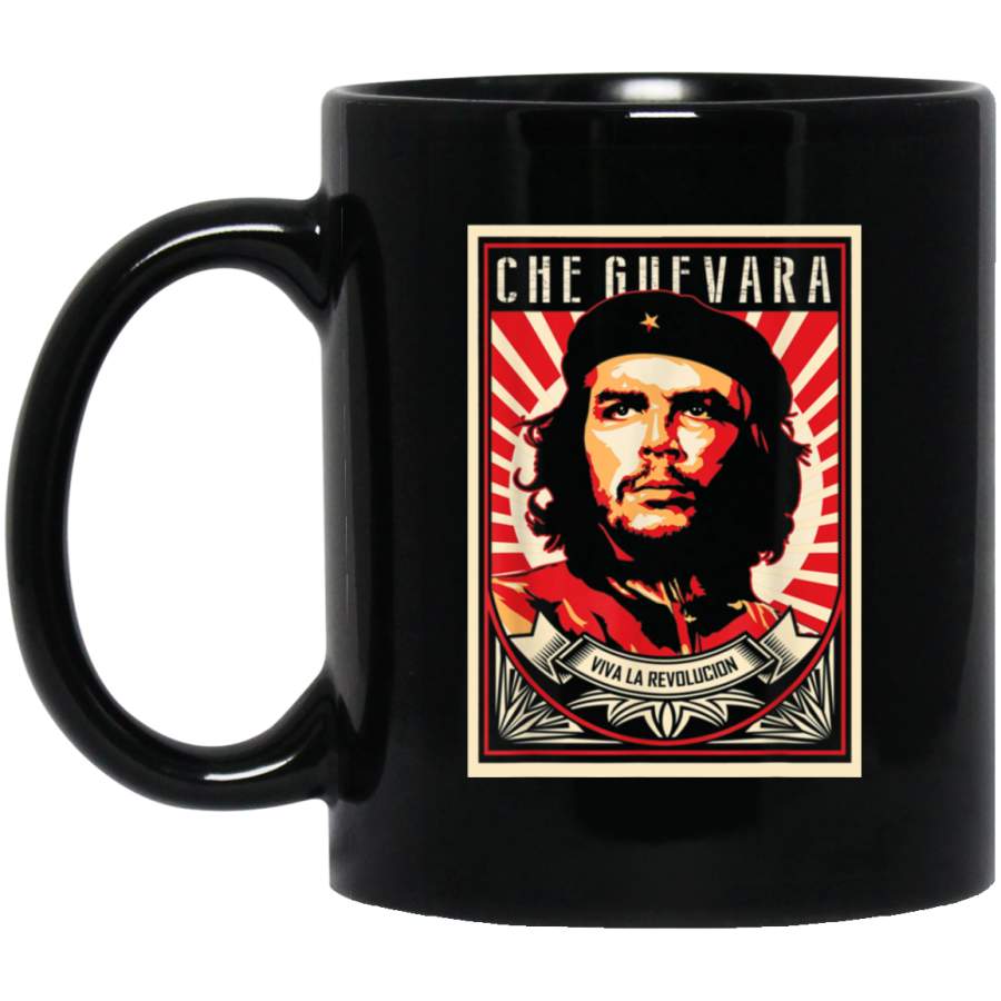 Che Guevara Viva La Revolucion Retro Vintage Style Black Mug