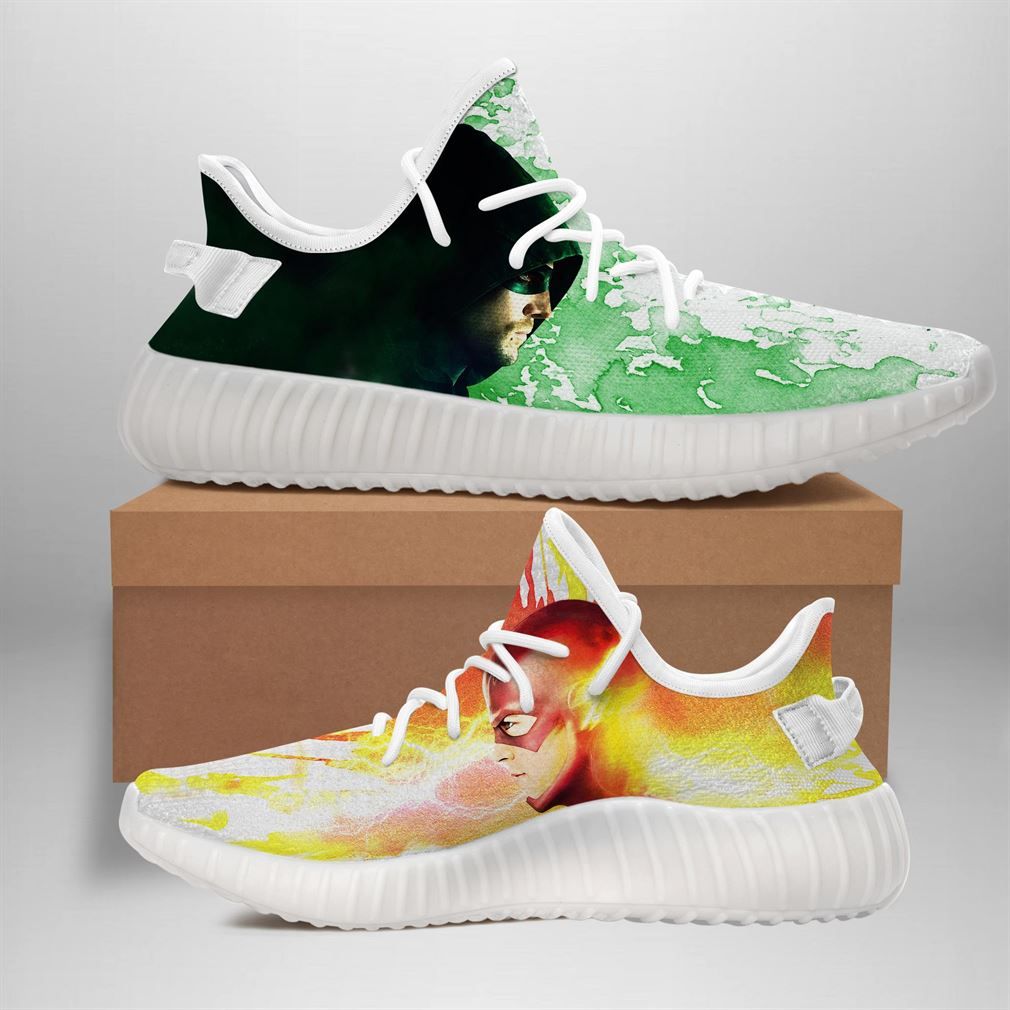 The Flash The Arrow White Style Yeezy Sneakers Shoes