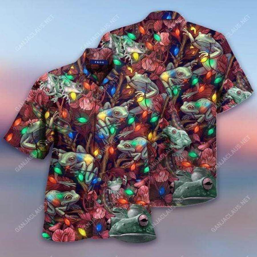 Hawaii Aloha Shirts Christmas Lights Frog Ha63732