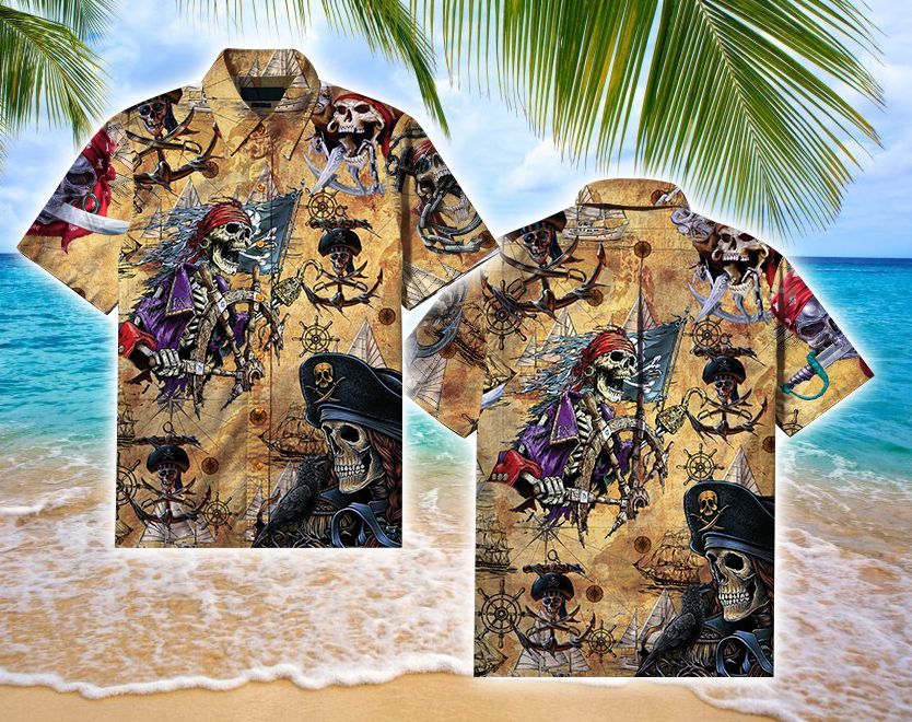 Order Amazing Pirate Skull Halloween Hawaii Aloha Shirts Ha72160