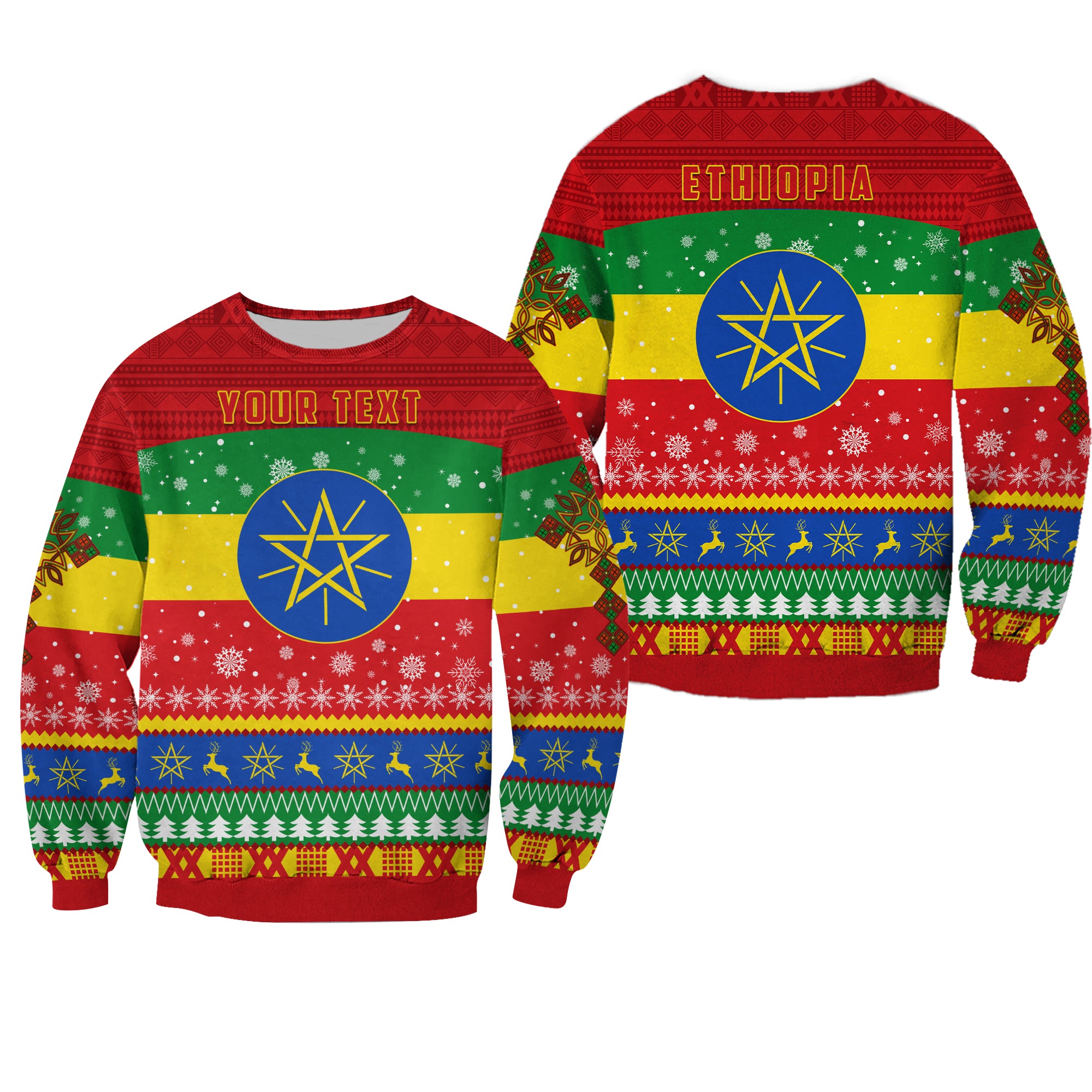 (Custom Personalised) Ethiopia Sweatshirt Merry Christmas Mix African Pattern Lt13