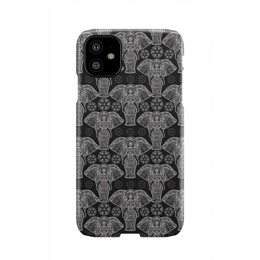 Black Elephant Mandala Print Iphone & Android Phone Cases