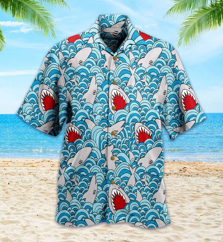 Shark Blue Unique Hawaii Shirt Ha25228