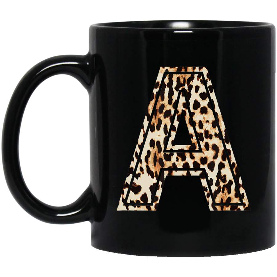 Awesome Letter A Initial Name Leopard Cheetah Print Coffee Mug