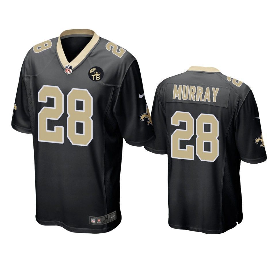 New Orleans Saints Latavius Murray Game Black Tom Benson Memorial Patch Mens Jersey