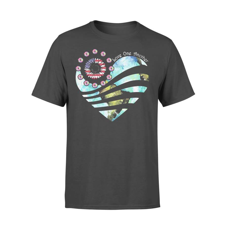 Independence Day Sunflower Heart Earth Love One Another T-shirt