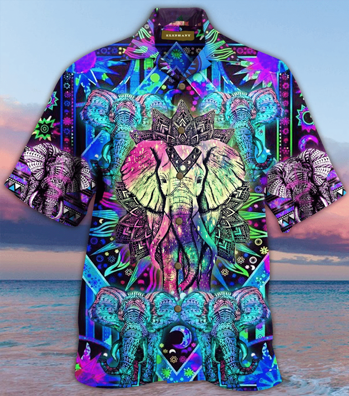 Beach Shirt Discover Cool Hippie Mandala Elephant Hawaiian Aloha Shirts Hl