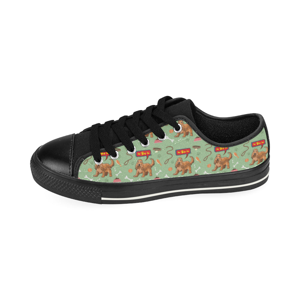 American Cocker Spaniel Pattern Black Low Top Canvas Shoes for Kid