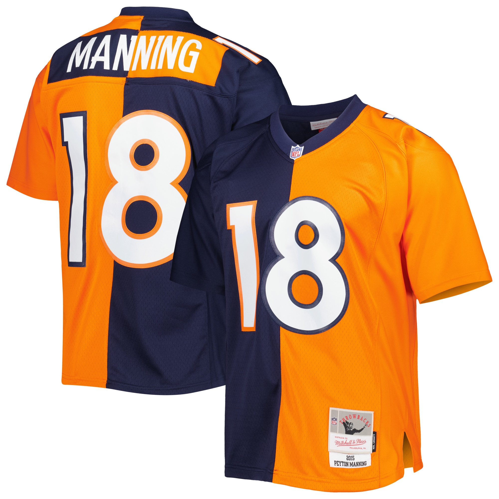 Peyton Manning Denver Broncos Mitchell & Ness 2015 Split Legacy Replica Jersey – Navy/Orange