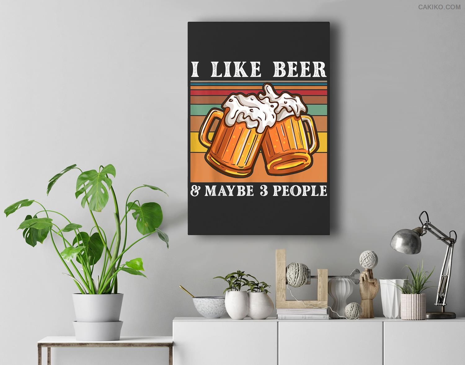 Retro I Like Beer And Maybe 3 People Funny Vintage Premium Wall Art Canvas Decor