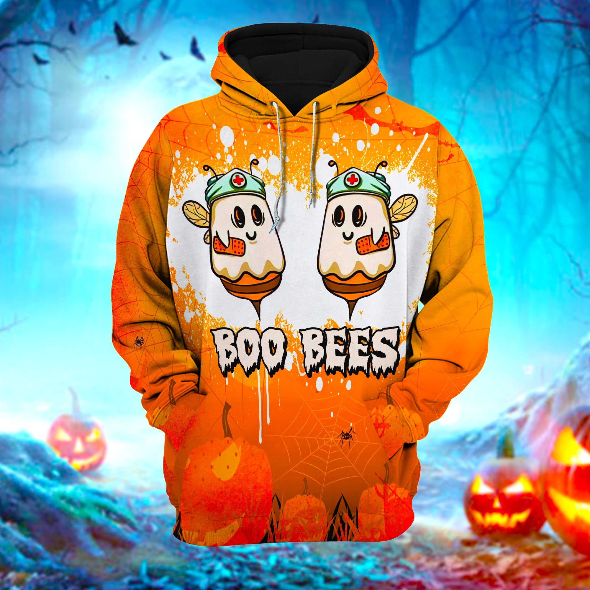 Halloween Shirt Boo Bees Shirt Halloween Boo Bees Nurse Orange Hoodie Halloween Hoodie