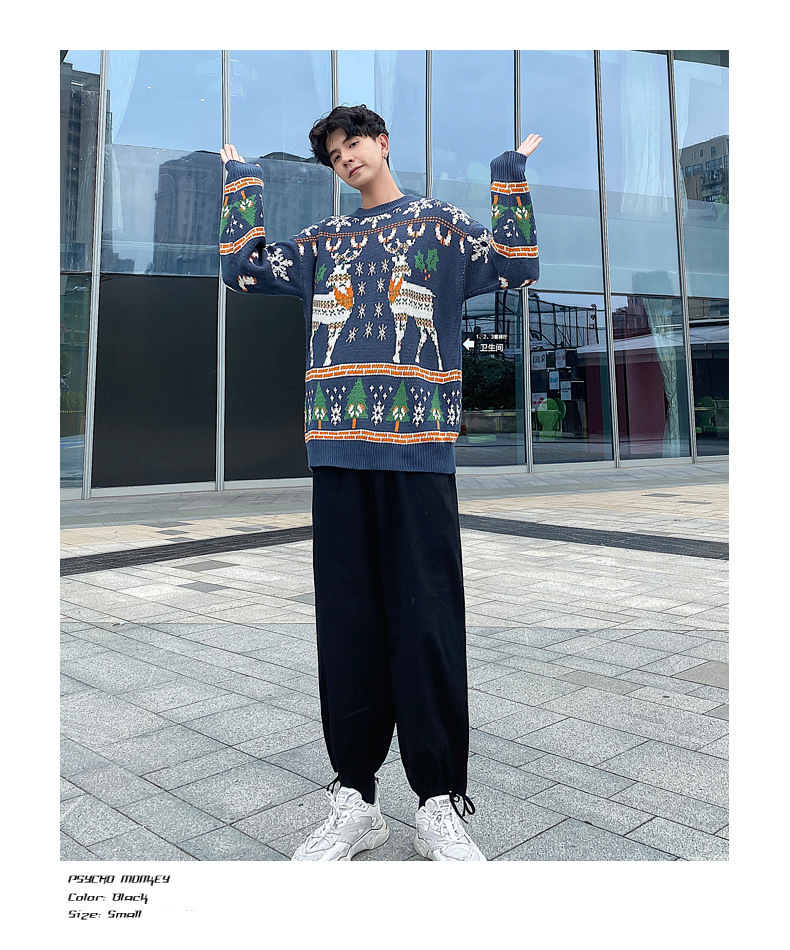 Christmas Sweater Men Oversize Knit Pull Homme Male Knitted Sweater Pullover Jumper Harajuku Casual Streetwear Women Sweaters alx