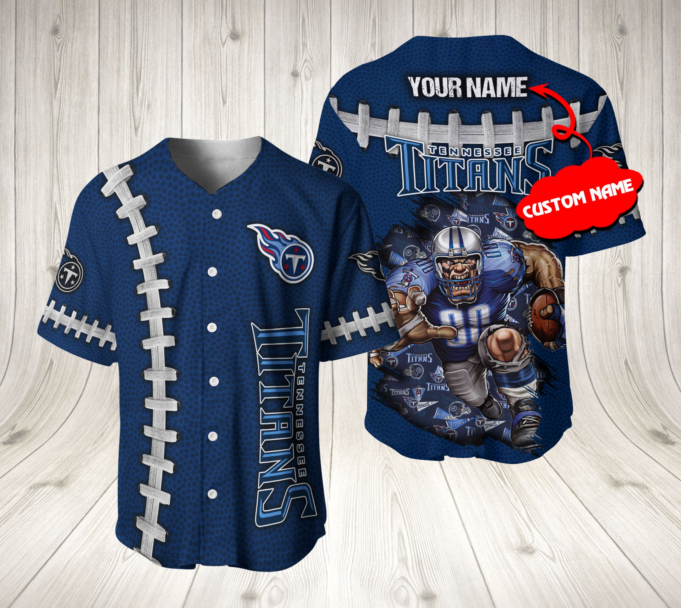 Tennessee Titans Baseball Jersey Mascot Logo Custom Name